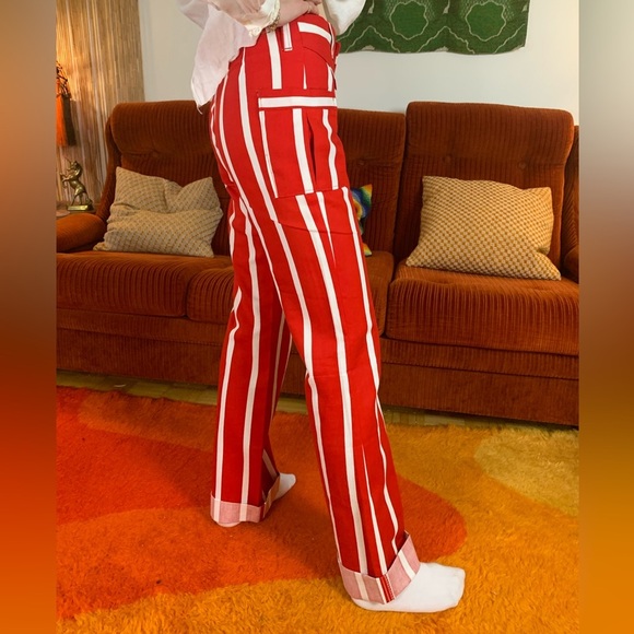 Vintage DEADSTOCK 70s Striped Bellbottom Flare Jeans, Americana, Clown Core - Picture 5 of 11